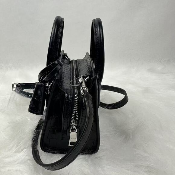 Coach Andrea Mini Carryall Crossbody Bag Crocodile-embossed Leather CR209 Black - Picture 4 of 9